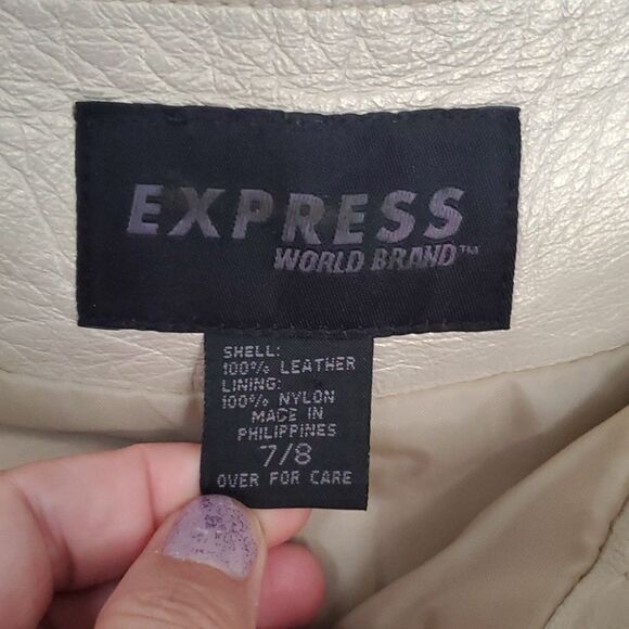 Vintage Express Gold Leather Boot Cut or Straight Leg Pants Size 6 - Picture 9 of 12